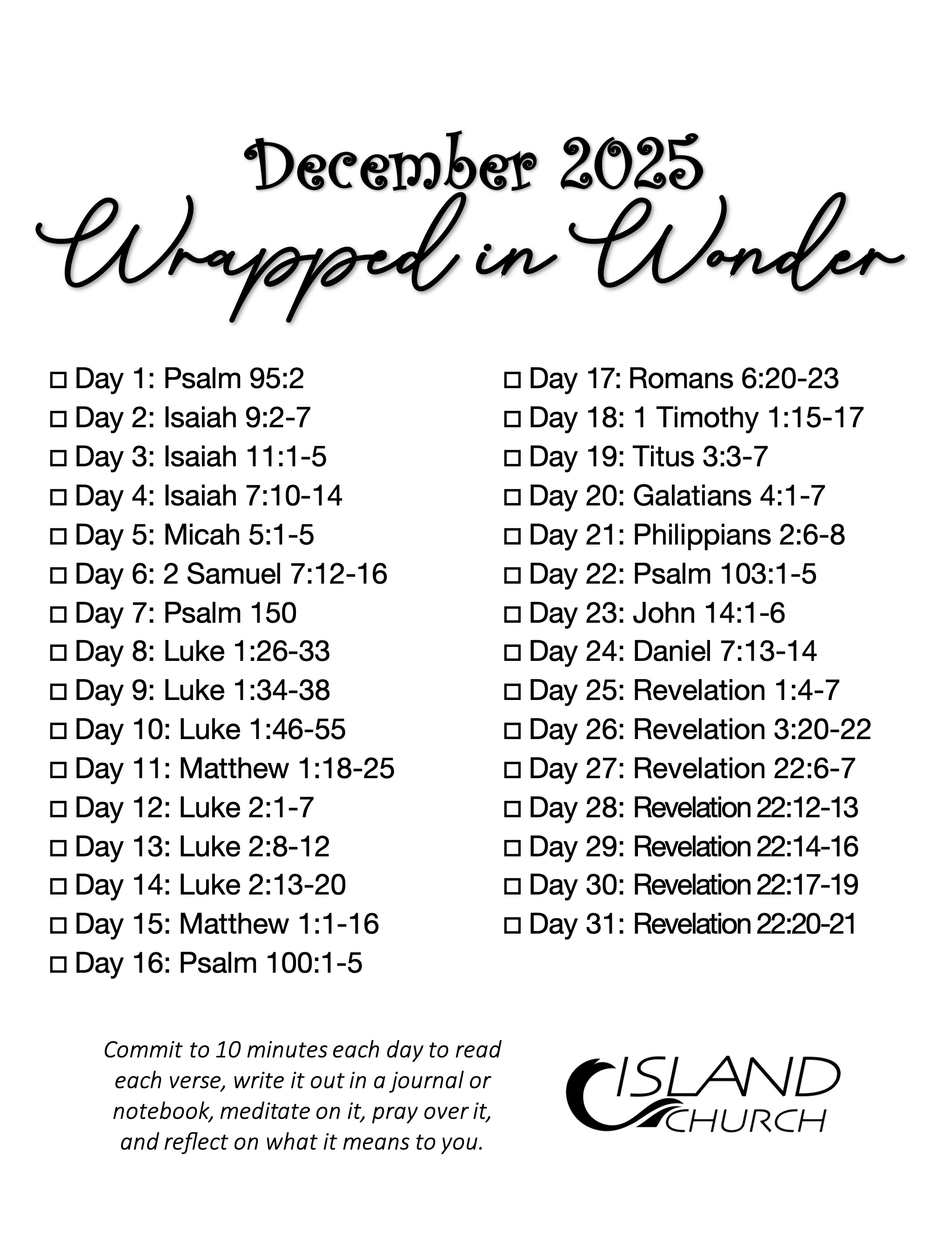 December 2025 Daily Scripture Card