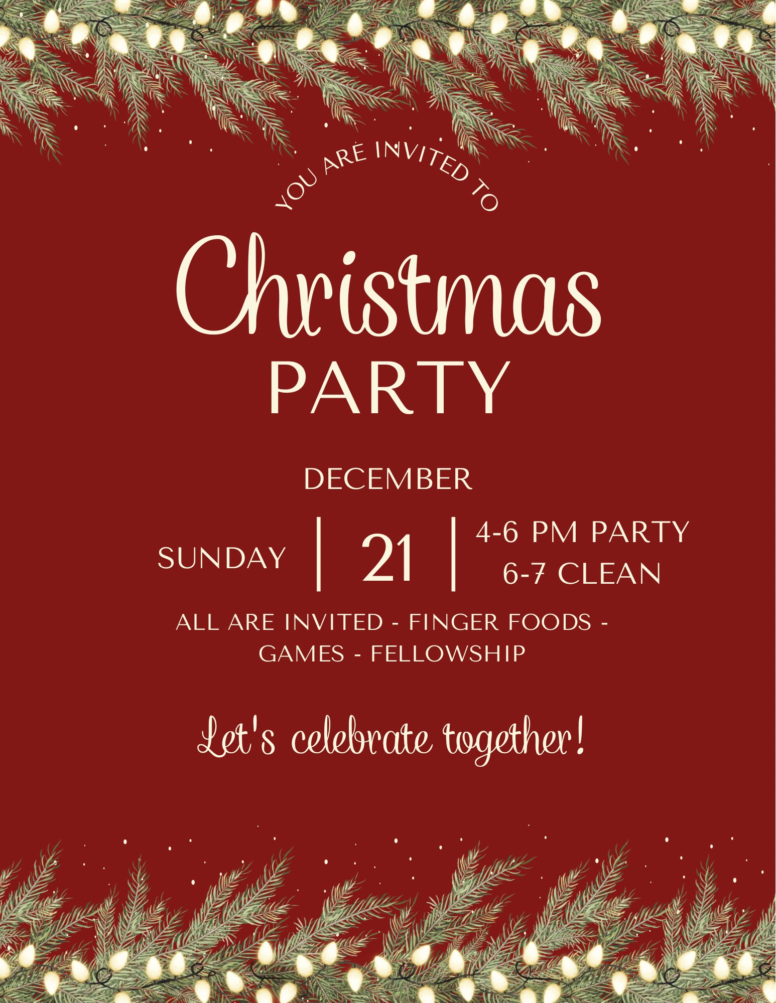 thumbnail_Red and Cream Floral Christmas Party Flyer