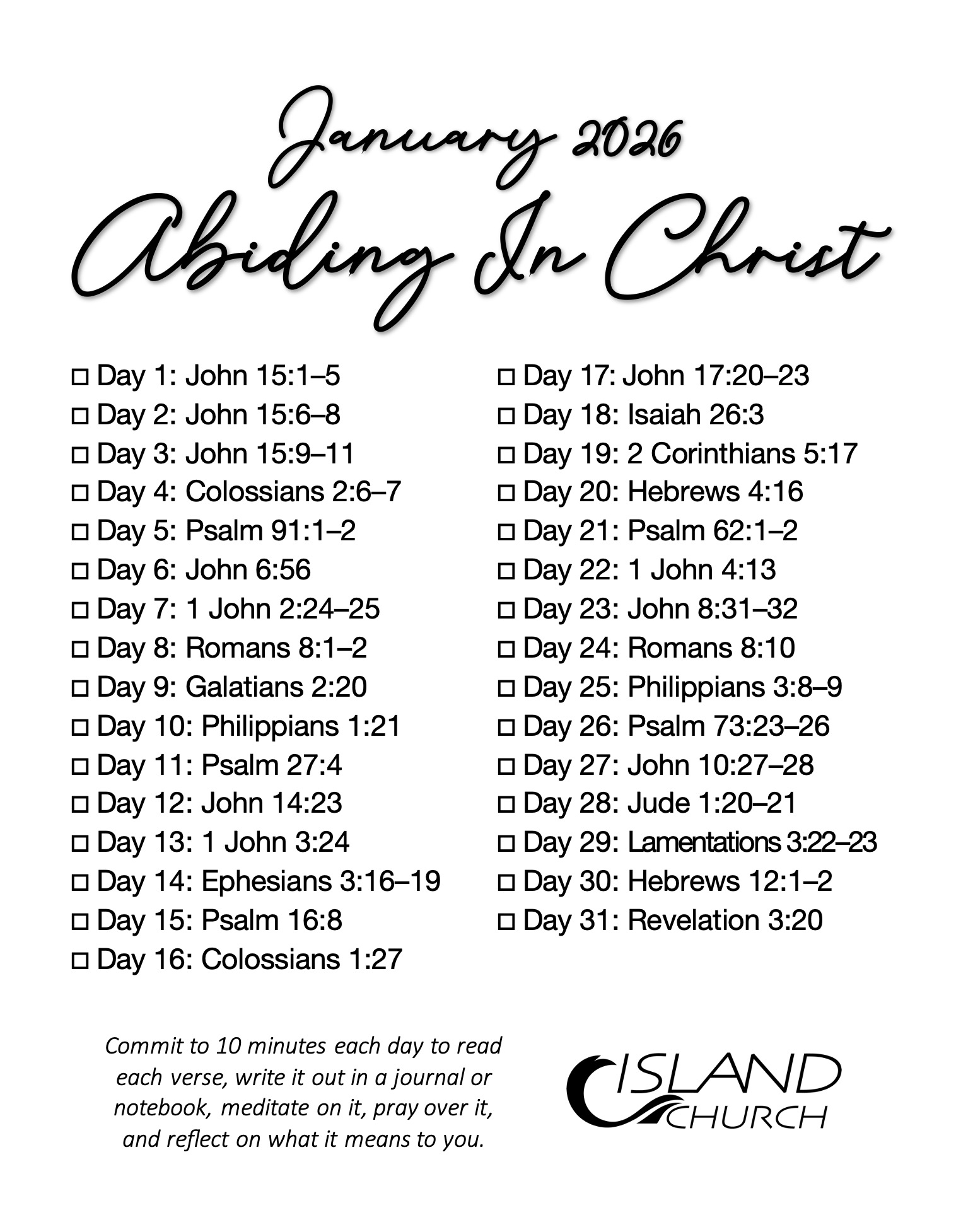 January 2026 Daily Scripture Card