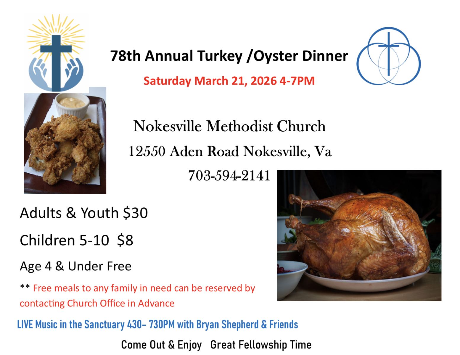 Oyster-Turkey Dinner Flyer - March 21 4 pm - 7 pm