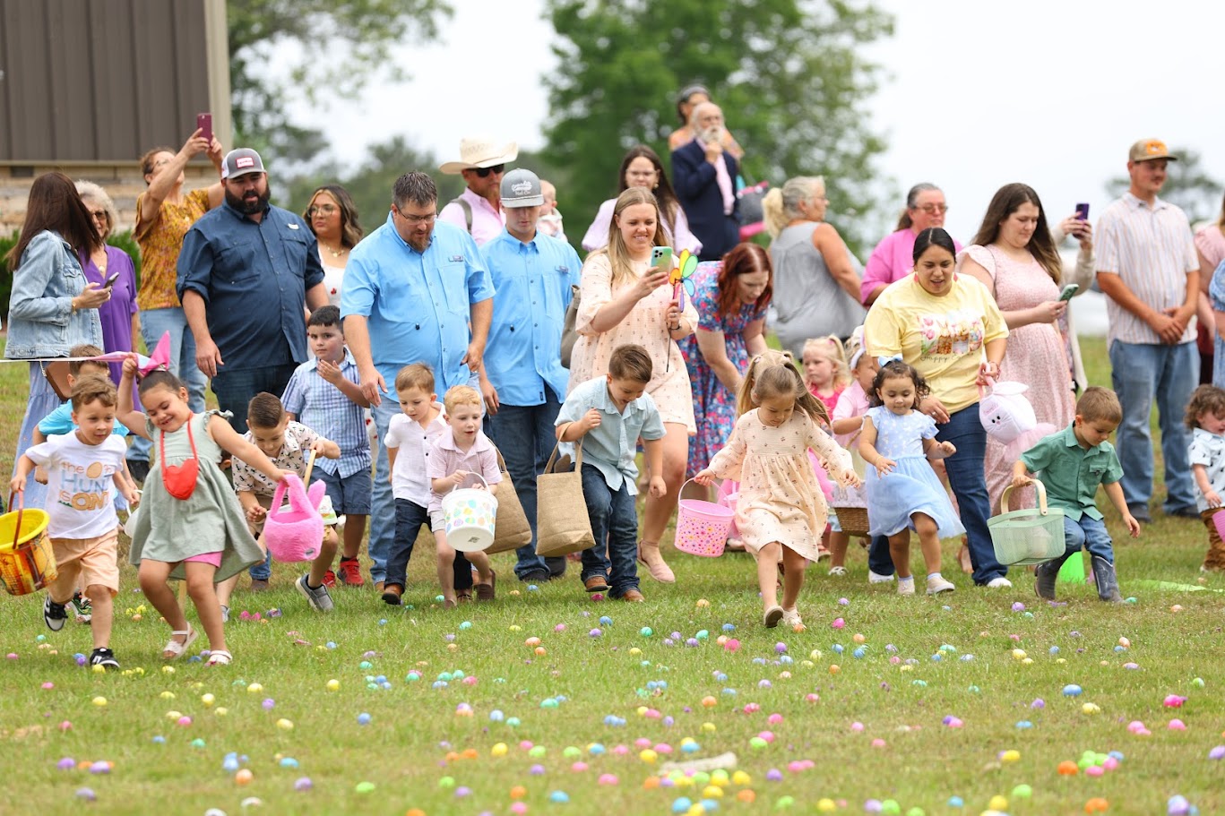 Kids starting the Easter egg hunt