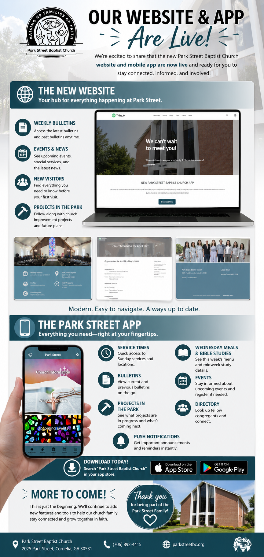 Park Street Baptist Church website and app are live infographic