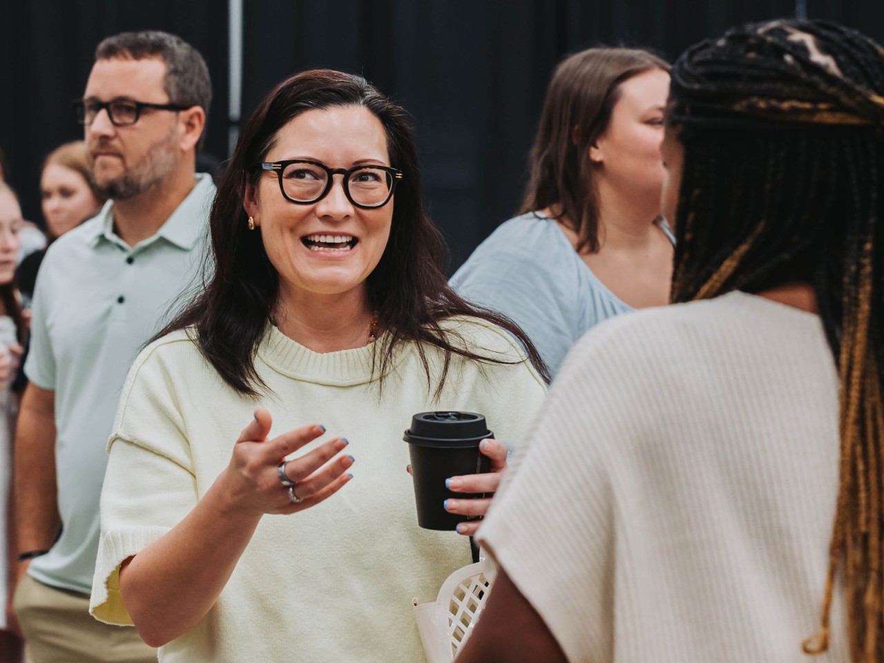 People talking over coffee after the service