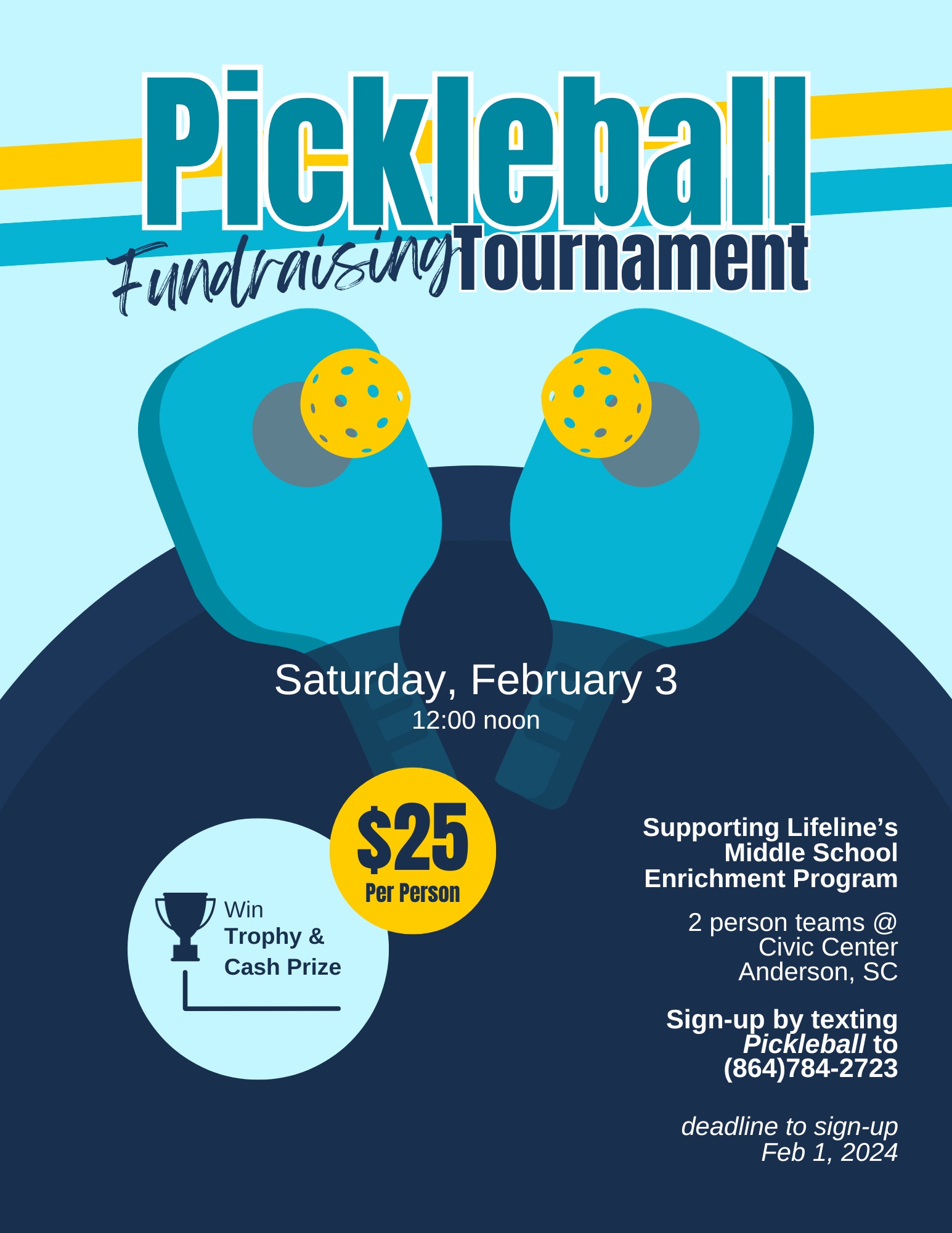 Pickleball Tournament Fundraiser - Sat Feb 3, 2024