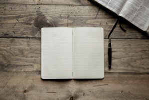 Bible Flatlay Wood Notebook