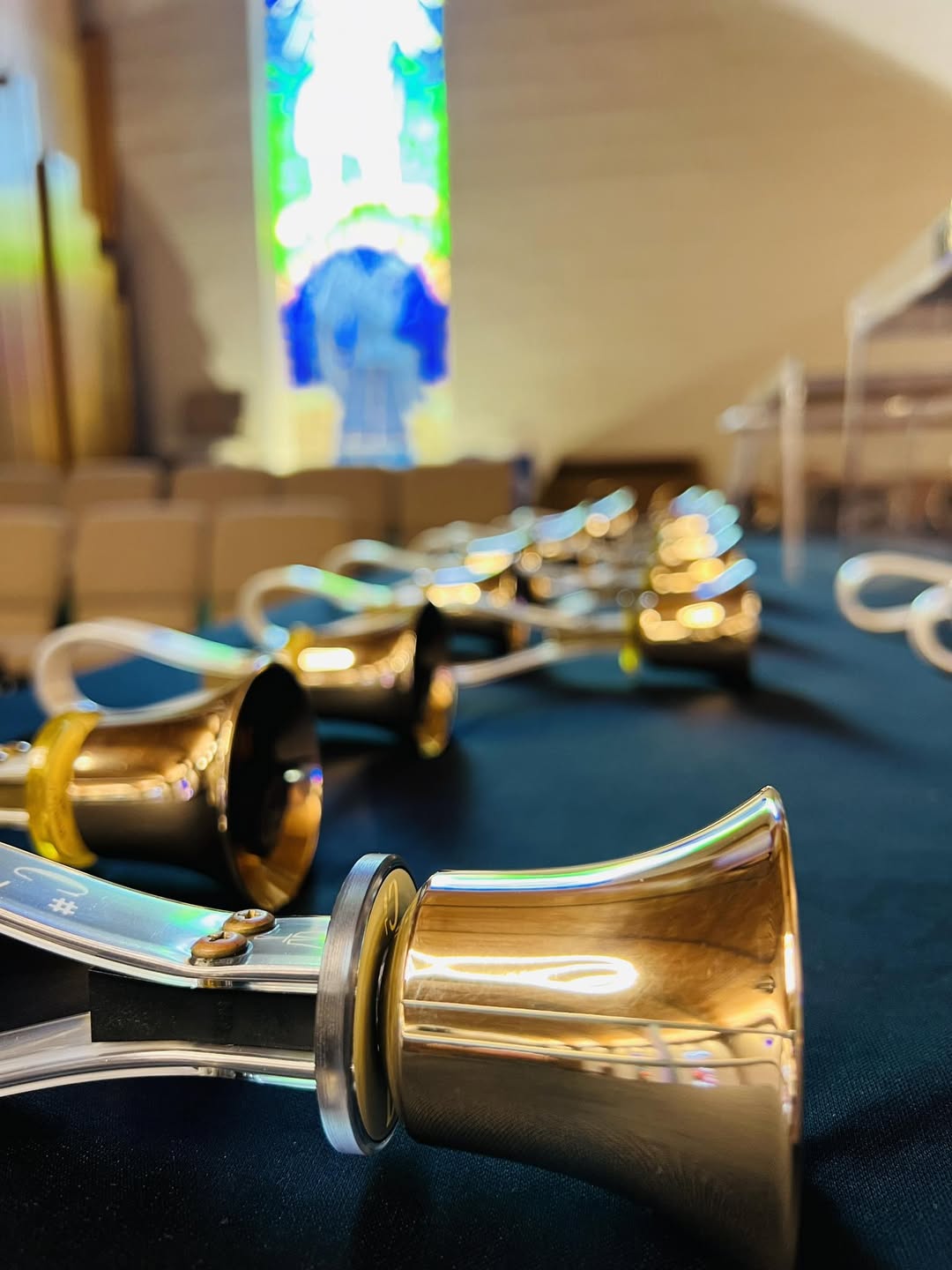 Hand bells on table