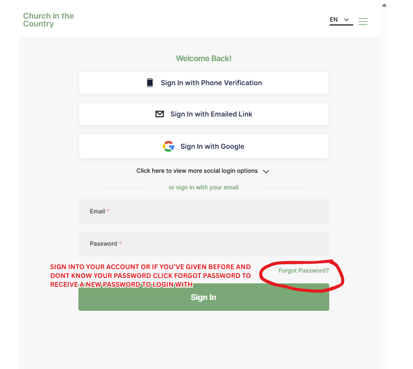 Step 1 - Open Login Menu
